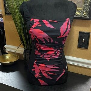 NWOT Adidas Black and Pink Patterned Swimsuit